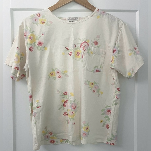 Ralph Lauren 1980s Floral Top Womens M AUTHENTIC ROUGHWEAR MADE IN HONG KONG VTG - Picture 2 of 7